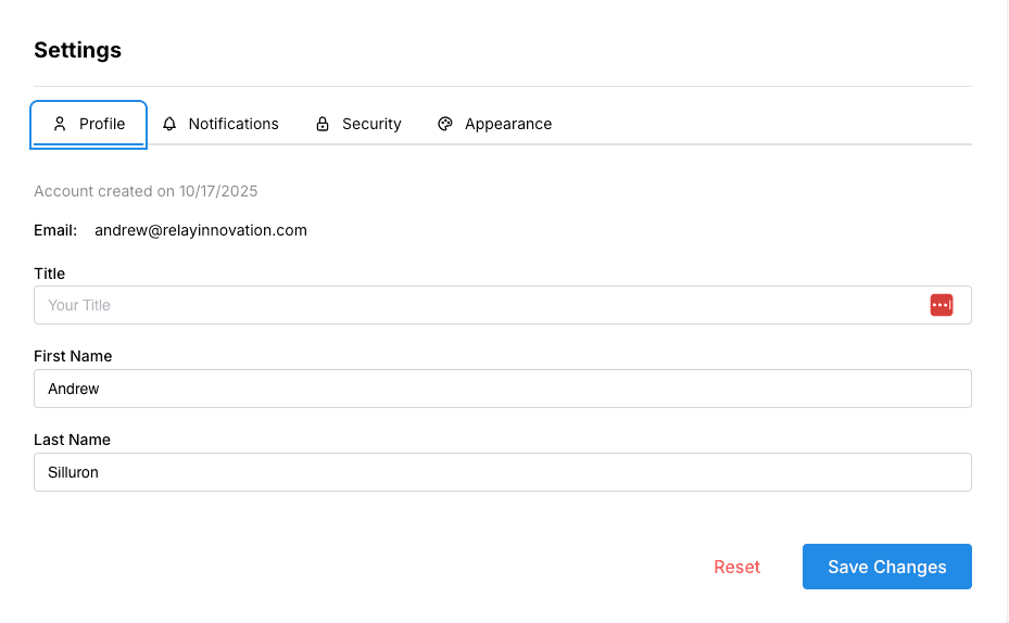 Update your profile settings